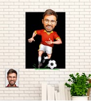 Kişiye Özel Futbolcu Karikatür Ahşap Tablo