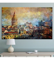 İstanbul Eskitme Vintage Kanvas Tablo