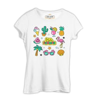 Hello Summer Beyaz Kadın Tshirt