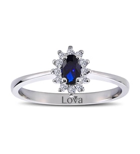 Lova Pırlantalı Oval Safir Anturaj Yüzük - 1020231