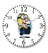 Super Minion Mario Duvar Saati Bombeli Gercek Cam
