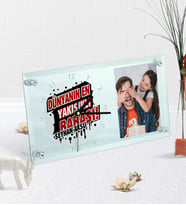 BK Gift Kişiye Özel Fotoğraflı Dünyanın En Yakışıklı Babası Masaüstü Cam Saat-1 (Beyaz)
