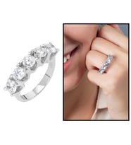 Starlight Diamond Pırlanta Montür U Tasarım 925 Ayar Gümüş Bayan Beştaş Yüzük