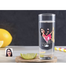 BK Gift Kişiye Özel Renkli Baskılı Kadın Patroniçe Karikatürlü Vodka Bardağı-1 (Beyaz)