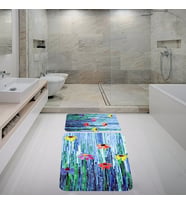 Banyo Halısı Ikili Klozet Takımı Kaymaz Tabanlı Banyo Paspas Takımı (Mavi)