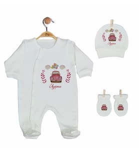 Pia Baby GL 2010 İsme Özel Arabalı Üçlü Tulum Set