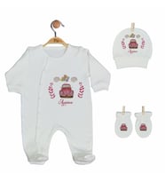 Pia Baby GL 2010 İsme Özel Arabalı Üçlü Tulum Set