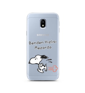 Snoopy Tasarımlı Süper Şeffaf Silikon Telefon Kılıfı Samsung J3 Pro