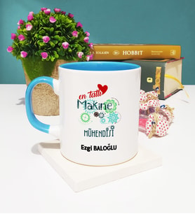 Mesajlı Makine Mühendisi Tasarımlı Kişiye Özel Makine Mühendisi Kupa Bardak Mavi
