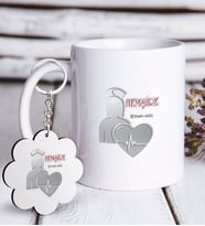 BK Gift Kişiye Özel Mesleki Hemşire Beyaz Kupa ve Anahtarlık Hediye Seti-4 (Model 1)