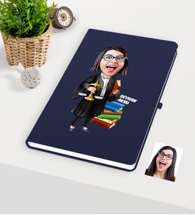 BK Gift Kişiye Özel Bayan Avukat Karikatürlü Lacivert Defter - 2