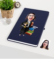 BK Gift Kişiye Özel Bayan Avukat Karikatürlü Lacivert Defter - 2