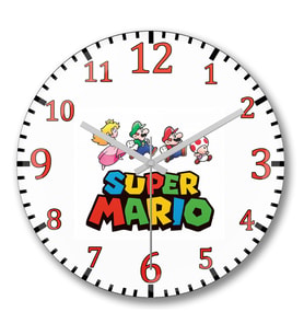 Super Mario Duvar Saati Bombeli Gercek Cam