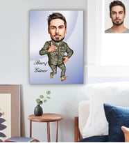 Kişiye Özel Asker Karikatürlü Ahşap Tablo 30x47 Bay-4