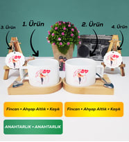 İkili Sevgiliye Sevgililer Günü Hediyesi 2 Kısa Kupa Bardak Anahtarlık