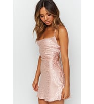 Merry See Baskılı Saten Mini Elbise (Pembe)