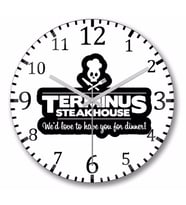 Terminus Steakhouse Duvar Saati Bombeli Gercek Cam