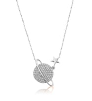 Papatya Silver Nano Zirkon Taşlı Gezegen Kolye Rodyum Kaplama 925 Ayar Gümüş Kadın Kolye