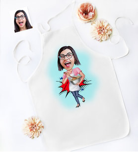 BK Gift Kişiye Özel Ev Hanımı Anne Karikatür Mutfak Önlüğü  3
