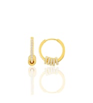 Söğütlü Silver Gümüş zirkon taşlı altın yaldızlı ring küpe