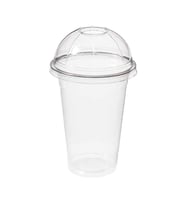 PLASTİK BARDAK 350 ML ŞEFFAF BOMBE KAPAKLI 40 ADET (Karışık)