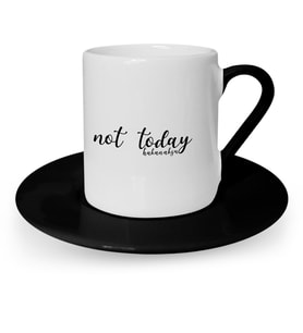BK Gift Kişiye Özel Not Today Tasarımlı Siyah Türk Kahvesi Fincanı  1