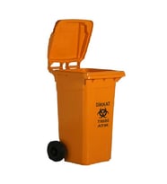 Safell Plastik Tıbbi Atık Çöp Konteyneri 120 Litre Konteyner - A+ Isıya Karşı Dayanıklı Malzeme - Turuncu