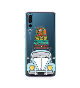 Tatil Araba Tasarımlı Süper Şeffaf Silikon Telefon Kılıfı Huawei P20 Pro  