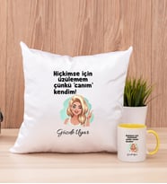Canım Kendim Kare Yastık ve Sarı Kupa Bardak