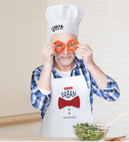 BK Gift Kişiye Özel Yakışıklı Babam Erkek Mutfak Önlüğü ve Aşçı Şapkası Seti-6 (Beyaz)