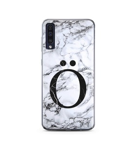 Samsung A50 Beyaz Mermer Harf Tasarımlı Telefon Kılıfı Ö-Harfi 