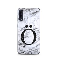 Samsung A50 Beyaz Mermer Harf Tasarımlı Telefon Kılıfı Ö-Harfi 
