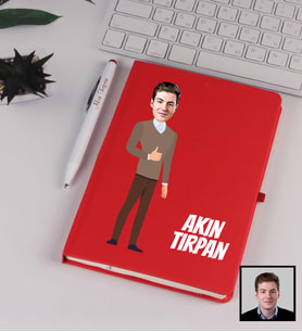 Kişiye Özel Karikatürize Centilmen Defter Kalem Seti Kırmızı 91357