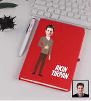 Kişiye Özel Karikatürize Centilmen Defter Kalem Seti Kırmızı 91357