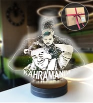 Babalara Özel Kahramanım Modelli Resimli 3d Led Gece Lambası (Beyaz)