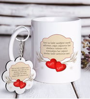 BK Gift Kişiye Özel Sevgililer Günü Beyaz Kupa ve Anahtarlık Hediye Seti-119 (Model 1)