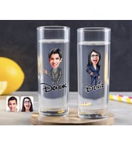 BK Gift Kişiye Özel Renkli Baskılı Erkek ve Kadın Karikatürlü İkili Vodka Bardağı-7 (Beyaz)