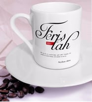 BK Gift Kişiye Özel Mânâ Feriştah Türk Kahvesi Fincanı (Beyaz)