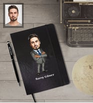 Kişiye Özel Öğretmen KarikatürlüSiyah Defter Kalem Hediye Seti  Bay-6