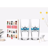 BK Gift Kişiye Özel Renkli Baskılı Kaptan Tasarımlı İkili Rakı Bardağı ve Rakı Cep Kitabı Hediye Seti-9 (Model 1)