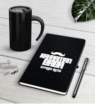 BK Gift Kişiye Özel Kahraman Baba Siyah Defter Kalem Termos Mug Seti (Model 1)