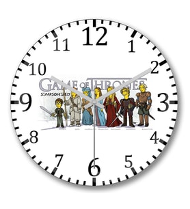 Game of Thrones Simpsonized Duvar Saati Bombeli Gercek Cam