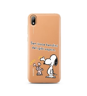 Snoopy Tasarımlı Süper Şeffaf Silikon Telefon Kılıfı Huawei Y5 2019