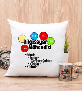 Bilgisayar Mühendisine Özel Yastık ve Silver Kupa Bardak