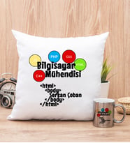Bilgisayar Mühendisine Özel Yastık ve Silver Kupa Bardak