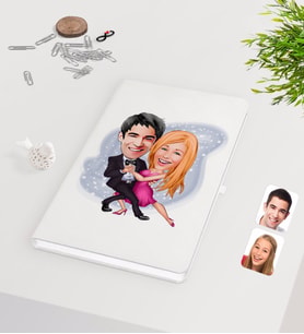 BK Gift Kişiye Özel Sevgililer Karikatürlü Beyaz Defter-13