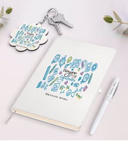 BK Gift Kişiye Özel Dünyanın En İyi Öğretmeni Beyaz Defter Kalem Ve Anahtarlık Hediye Seti-15 (Model 1)