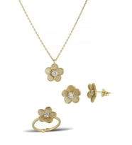 Çiçek Gümüş Set İnlove Gümüş Kolye Set Takı (Sarı)