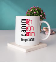 Öğretmene Hediye Canım Öğretmenim Tasarımlı Öğretmene Kişiye Özel Öğretmen Kupa Bardak ve Taş Bardak Altlığı Seti