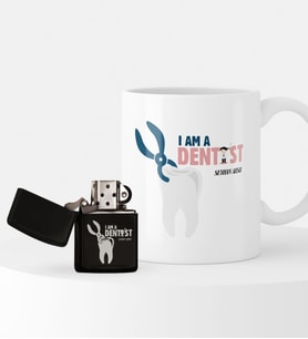 BK Gift Kişiye Özel Diş Hekimi Temalı Çakmak ve Kupa Seti - 1